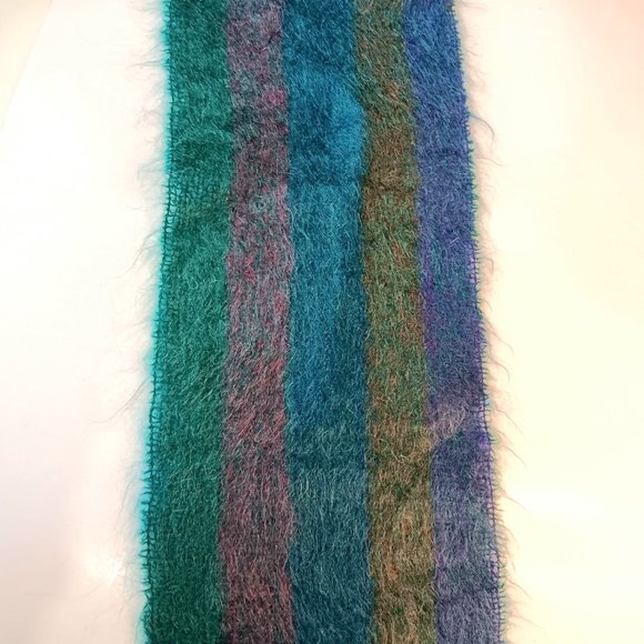 SOLD - Vintage Royal Scot Mohair Wool Scarf Dark Blue Purple Maroon Multicolor - Picture 2 of 8